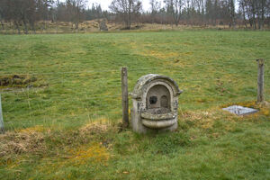 Antique Wall Fountain located in a Scotland meadow for sheep to drink from   DSC5147  1