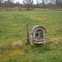 Antique Wall Fountain located in a Scotland meadow for sheep to drink from   DSC5147  1