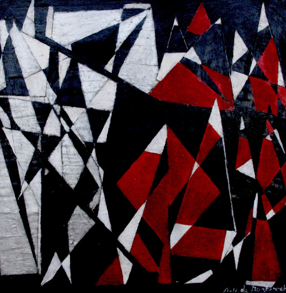 Oeuvre abstraite rouge noir et blanc by Anneda
