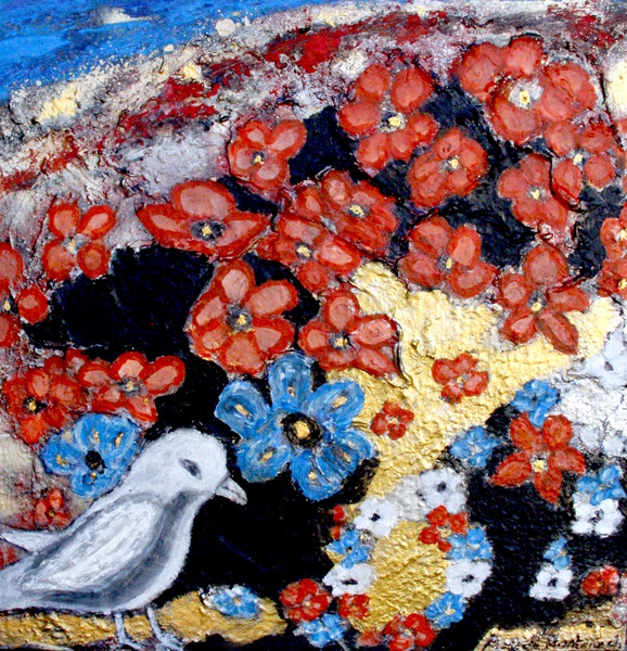 Oiseau fleurs Print