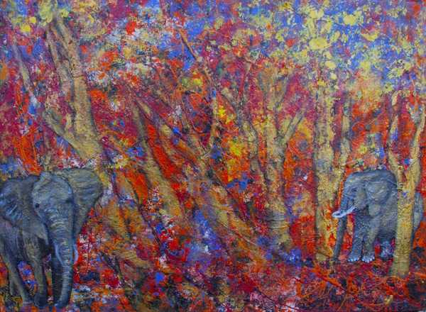 Elephants dans foret Print