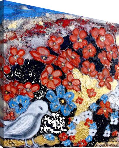 Oiseau fleurs Canvas Print