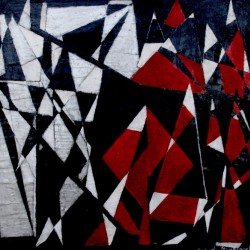 Oeuvre abstraite rouge noir et blanc