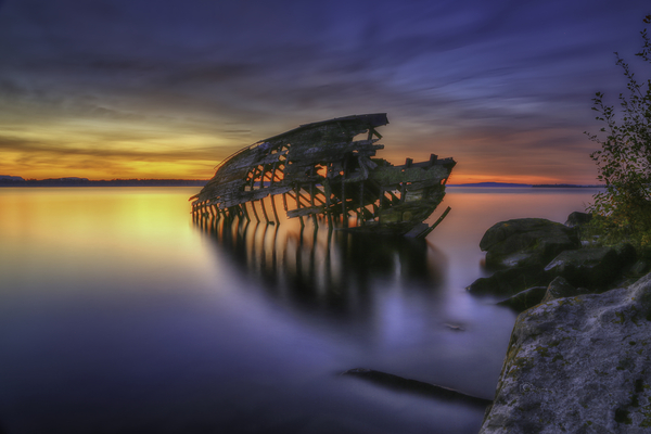 Skeleton Boat Sunrise on Lake Superior by Denis Bresolin Photography