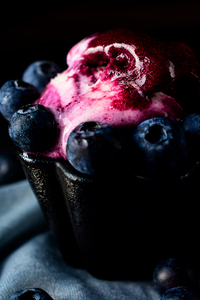 Blueberries and ice cream