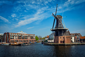 Harlem landmark windmill De Adriaan on Spaarne river. Harlem