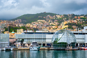 Port of Genoa Genova with yachts and boats. Genoa Italy