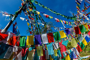 Buddhist prayer flags lunga in McLeod Ganj Himachal Pradesh India