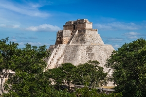Mayan pyramid Pyramid of the Magician Adivino in Uxmal Mexic