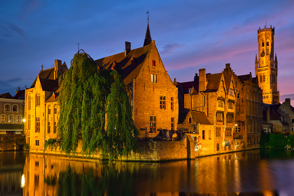 Famous view of Bruges Belgium by Dmitry Rukhlenko