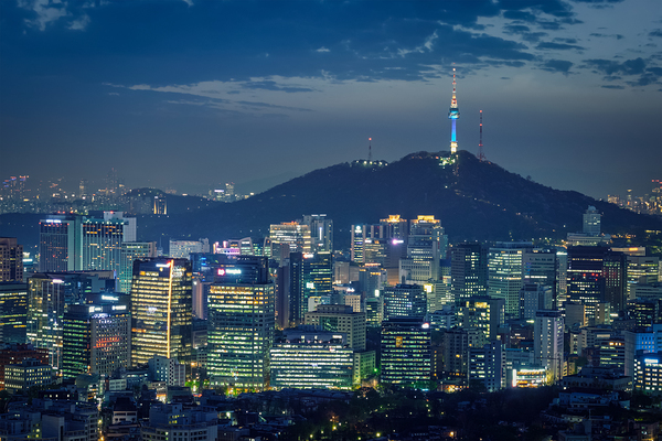 Seoul skyline in the night South Korea. by Dmitry Rukhlenko
