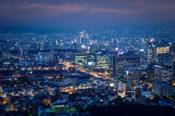 Seoul skyline in the night South Korea. by Dmitry Rukhlenko