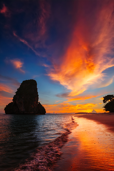 Sunset on Pranang beach. Railay  Krabi Province Thailand by Dmitry Rukhlenko