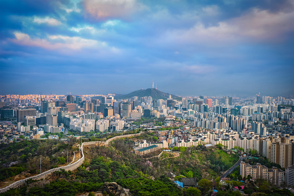 Seoul skyline on sunset South Korea. by Dmitry Rukhlenko