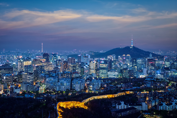 Seoul skyline in the night South Korea. by Dmitry Rukhlenko