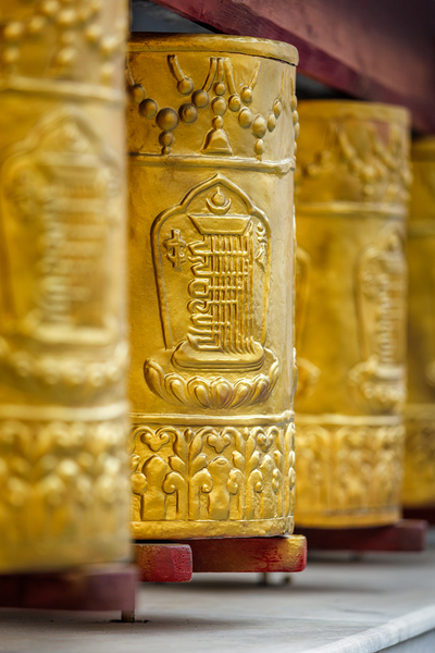 Prayer wheels in Tabo Monastery by Dmitry Rukhlenko