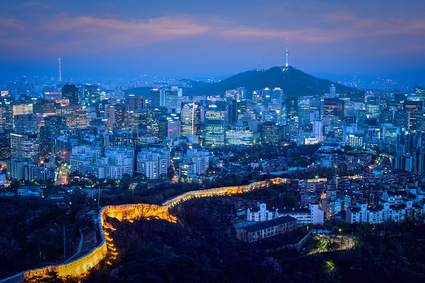 Seoul skyline in the night South Korea. by Dmitry Rukhlenko