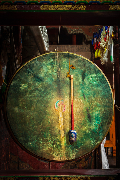 Ritual drum in Hemis monastery. Ladakh India by Dmitry Rukhlenko