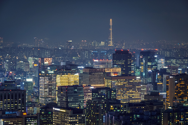 Seoul skyline in the night South Korea. by Dmitry Rukhlenko