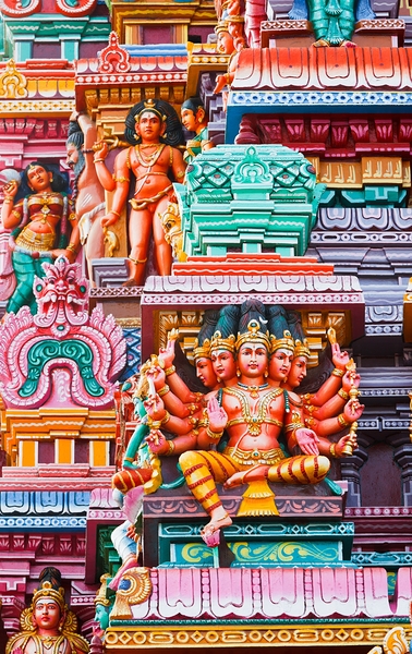 Sculptures on Hindu temple tower by Dmitry Rukhlenko