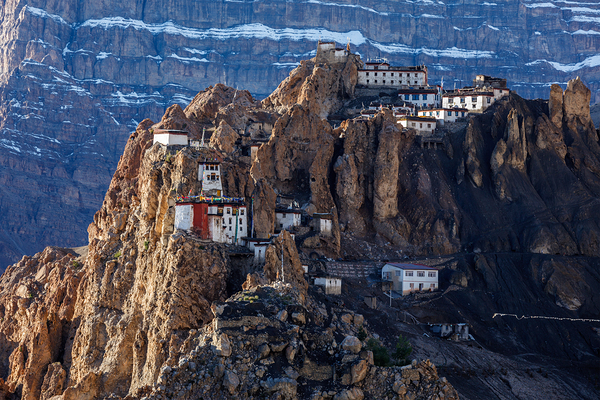 Dhankar monastry perched on a cliff in Himalayas India by Dmitry Rukhlenko