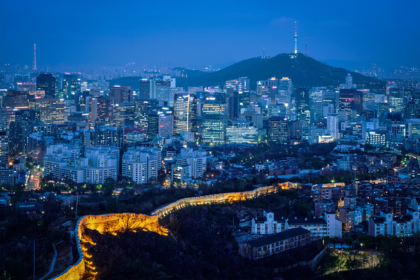 Seoul skyline in the night South Korea. by Dmitry Rukhlenko
