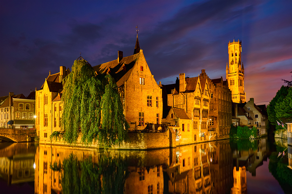 Famous view of Bruges Belgium by Dmitry Rukhlenko