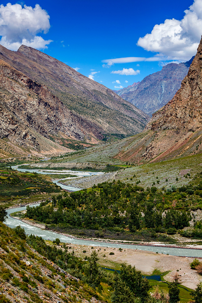 Chandra river in Lahaul valley in Himalayas by Dmitry Rukhlenko
