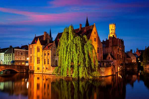Famous view of Bruges Belgium by Dmitry Rukhlenko