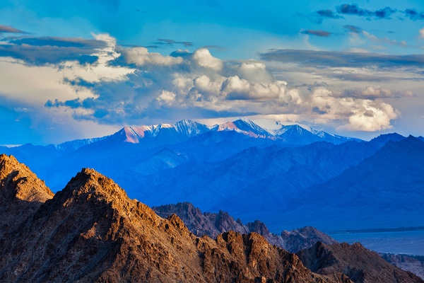 Himalayas mountains on sunset by Dmitry Rukhlenko