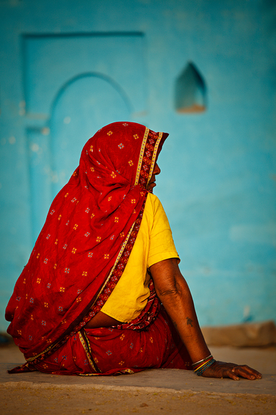 Woman in Khajuraho village. Madhya Pradesh India by Dmitry Rukhlenko