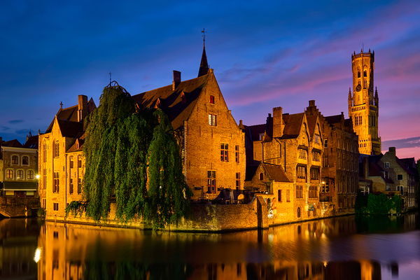 Famous view of Bruges Belgium by Dmitry Rukhlenko