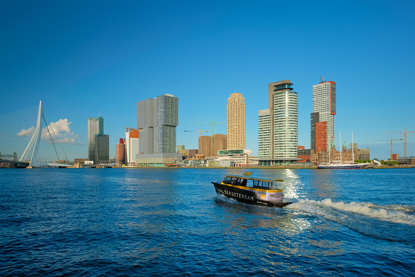 SSRotterdam Water Taxi speed boat in Nieuwe Maas Rotterdam by Dmitry Rukhlenko