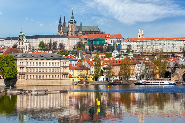 View of Charles bridge over Vltava river and Gradchany by Dmitry Rukhlenko