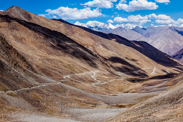 Himalayan landscape with road Ladakh India by Dmitry Rukhlenko