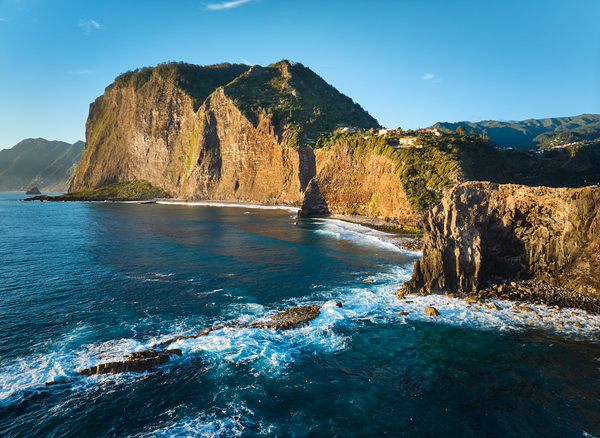 View of Madeira cliffs coastline landscape Madeira island Portugal by Dmitry Rukhlenko