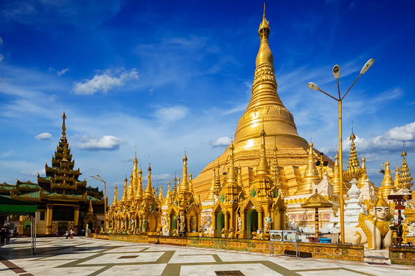 Shwedagon pagoda in Yangon Myanmar by Dmitry Rukhlenko