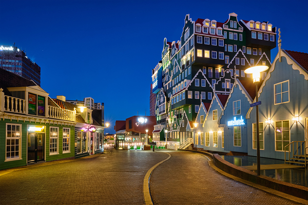 Inntel Hotel in Zaandam illuminated at night Netherlands by Dmitry Rukhlenko