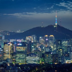 Seoul skyline in the night South Korea.