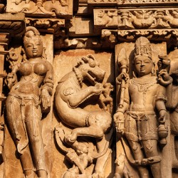 Famous sculptures of Khajuraho temples India