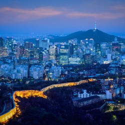 Seoul skyline in the night South Korea.