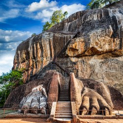 Lion paws pathway on Sigiriya rock Sri Lanka