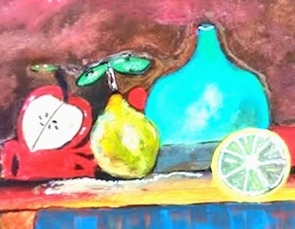 Blue Vase and Fruit by dawnrettew