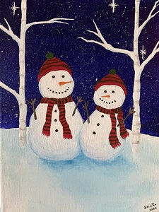 Snowmen in the woods