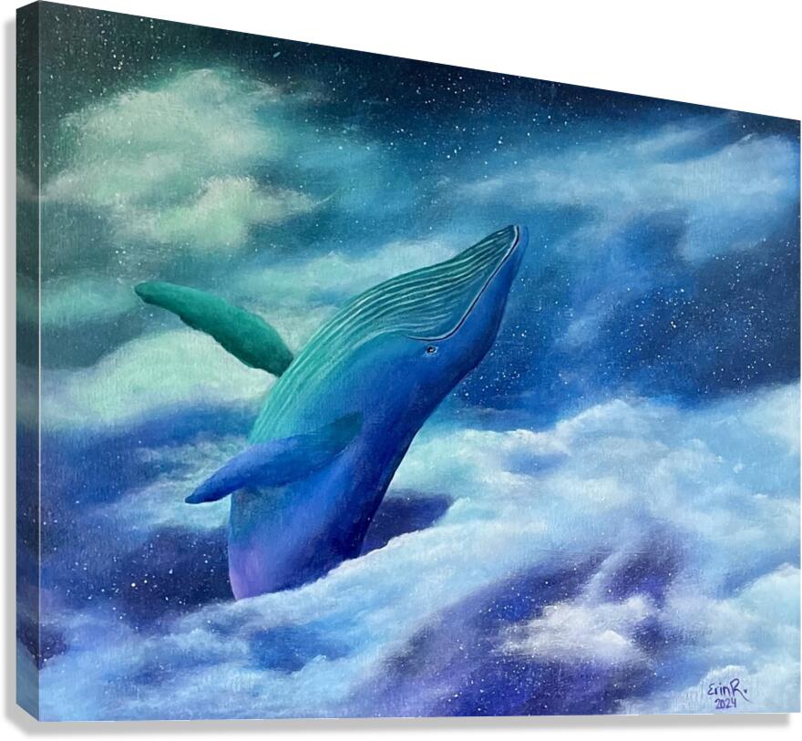 Humpback in the clouds Canvas Print