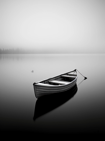 Fishing boat in the misty sea by haroulita