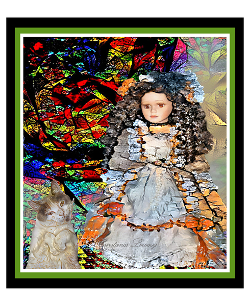 Doll and Kitten Abstract by constance lowery