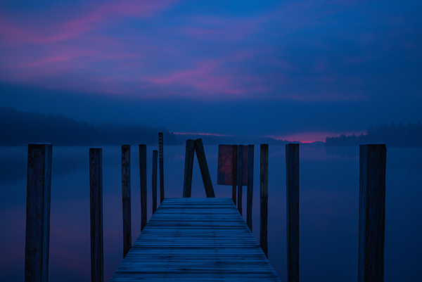 Lake Winnipesaukee Dock Sunrise by Live Free Photo Art