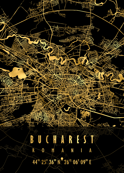 Bucharest Map Romania Print