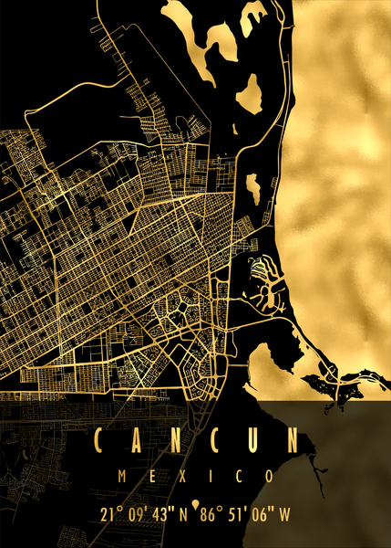 CANCUN MAP MEXICO Print